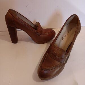 Boutique 9 Night brown leather platform heels